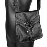 Max Goth Rock Steampunk Punk Rivet Waist Bag Motorcycle Messenger Pack Black