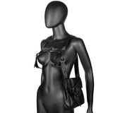 Max Goth Rock Steampunk Punk Rivet Waist Bag Motorcycle Messenger Pack Black