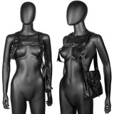 Max Goth Rock Steampunk Punk Rivet Waist Bag Motorcycle Messenger Pack Black
