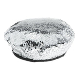 Fashion Shinny Sequins Beret Beanie Hat Cap for Party Fancy Dress Silver