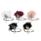 Max 1920s Feather Headband Flapper Headpiece Fancy Headdress Fascinator Black Silver