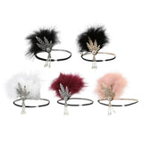 Max 1920s Feather Headband Flapper Headpiece Fancy Headdress Fascinator Black Silver