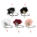 Max 1920s Feather Headband Flapper Headpiece Fancy Headdress Fascinator Black Silver