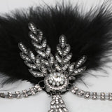 Max 1920s Feather Headband Flapper Headpiece Fancy Headdress Fascinator Black Silver