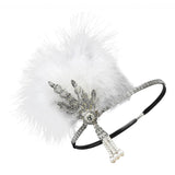 Max Maxb 1920s Feather Headband Flapper Headpiece Fancy Headdress Fascinator White