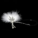 Max Maxb 1920s Feather Headband Flapper Headpiece Fancy Headdress Fascinator White