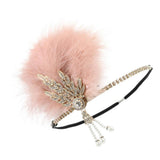 Max Maxb 1920s Feather Headband Flapper Headpiece Fancy Headdress Fascinator Pink