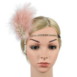 Max Maxb 1920s Feather Headband Flapper Headpiece Fancy Headdress Fascinator Pink