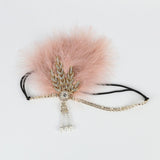 Max Maxb 1920s Feather Headband Flapper Headpiece Fancy Headdress Fascinator Pink