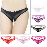 Maxbell Women Sexy Pearl Massage Lingerie Lace Thong G-String Pantiy Briefs White