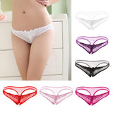 Maxbell Women Sexy Pearl Massage Lingerie Lace Thong G-String Pantiy Briefs White