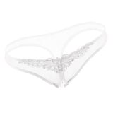 Maxbell Women Sexy Pearl Massage Lingerie Lace Thong G-String Pantiy Briefs White