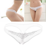 Maxbell Women Sexy Pearl Massage Lingerie Lace Thong G-String Pantiy Briefs White