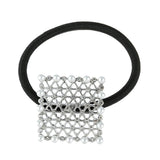 Square Pearl Rhinestone Elastic Hair Ties Silver