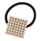 Maxbell Pearl Elastic Hair Ties Band Golden