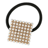 Maxbell Pearl Elastic Hair Ties Band Golden