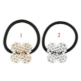 Maxbell Pearl Flower Elastic Hair Ties Band Golden