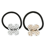 Maxbell Pearl Flower Elastic Hair Ties Band Golden