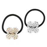 Maxbell Pearl Flower Elastic Hair Ties Band Golden