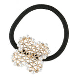 Maxbell Pearl Flower Elastic Hair Ties Band Golden