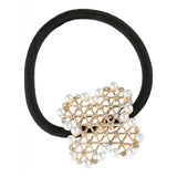 Maxbell Pearl Flower Elastic Hair Ties Band Golden