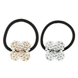 Maxbell Pearl Flower Elastic Hair Ties Band Golden