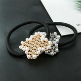 Maxbell Pearl Flower Elastic Hair Ties Band Golden