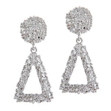 Max Maxb Vintage Geometric Big Drop Earring for Women Metal Dangle Jewelry Silver