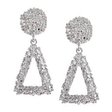 Max Maxb Vintage Geometric Big Drop Earring for Women Metal Dangle Jewelry Silver