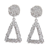 Max Maxb Vintage Geometric Big Drop Earring for Women Metal Dangle Jewelry Silver