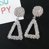 Max Maxb Vintage Geometric Big Drop Earring for Women Metal Dangle Jewelry Silver