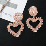 Max Fashion Love Heart Earrings Drop Ear Studs Charms Women Jewelry Rose Gold