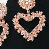 Max Fashion Love Heart Earrings Drop Ear Studs Charms Women Jewelry Rose Gold