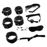 Maxbell Couples Under Bed Restraint Strap with Fur Hand&Anklecuffs & Ball Gag Black