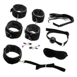 Maxbell Couples Under Bed Restraint Strap with Fur Hand&Anklecuffs & Ball Gag Black