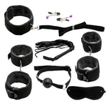 Maxbell Couples Under Bed Restraint Strap with Fur Hand&Anklecuffs & Ball Gag Black