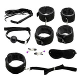 Maxbell Couples Under Bed Restraint Strap with Fur Hand&Anklecuffs & Ball Gag Black