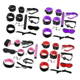 Maxbell 8pcs Couples Adult Toys Plush Handcuffs Strap Whip Rope Bandage Set Black