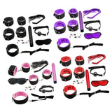 Maxbell 8pcs Couples Adult Toys Plush Handcuffs Strap Whip Rope Bandage Set Black