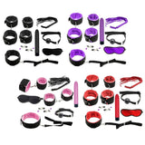 Maxbell 8pcs Couples Adult Toys Plush Handcuffs Strap Whip Rope Bandage Set Black