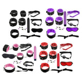 Maxbell 8pcs Couples Adult Toys Plush Handcuffs Strap Whip Rope Bandage Set Black