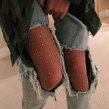 Maxbell Women Sexy Rhinestones Fishnet Net Mesh Stockings Tights Pantyhose White