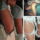 Maxbell Women Sexy Rhinestones Fishnet Net Mesh Stockings Tights Pantyhose White