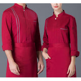 Max Maxb Unisex Chef Coat Long Sleeves Chef Jacket Waiter Kitchen Uniform Red XXL