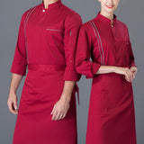 Max Maxb Unisex Chef Coat Long Sleeves Chef Jacket Waiter Kitchen Uniform Red XXL