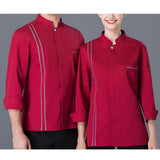 Max Maxb Unisex Chef Coat Long Sleeves Chef Jacket Waiter Kitchen Uniform Red XXL