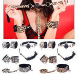 Maxbell 5PCS/SET Sex Toys Handcuff Cuffs Mouth Ball Gags Adult Role Play Kit Silver