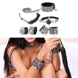 Maxbell 5PCS/SET Sex Toys Handcuff Cuffs Mouth Ball Gags Adult Role Play Kit Silver