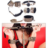 Maxbell 5PCS/SET Sex Toys Handcuff Cuffs Mouth Ball Gags Adult Role Play Kit Golden