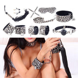 Maxbell 8PCS/SET Sex Toys Handcuff Cuffs Mouth Ball Gags Adult Role Play Kit  Silver